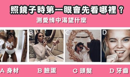 照鏡子，第一眼，先看哪裡，愛情渴望，心理測驗，星座寶寶